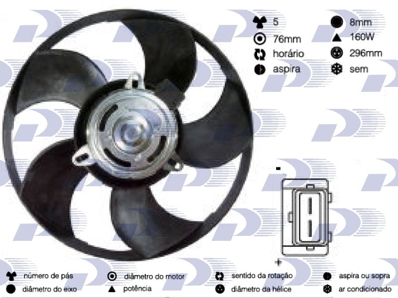 ELETROVENTILADOR VW / FORD S/ACD C/HELICE 5 PAS     ESCORT / VERONA / GOL /