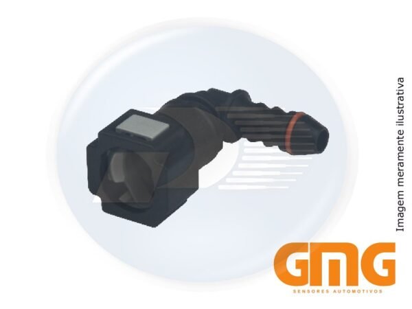 CONECTOR P/FILTRO COMBUSTIVEL 90. 5/16X5/16 C/ANEL <br> CONECTOR 5/16 X 5/16 - 9